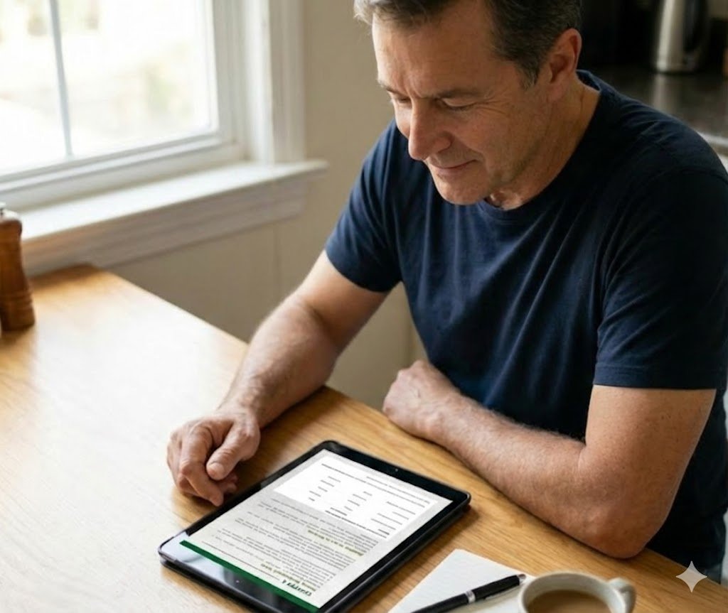 Minimalist three-column layout representing structured sections