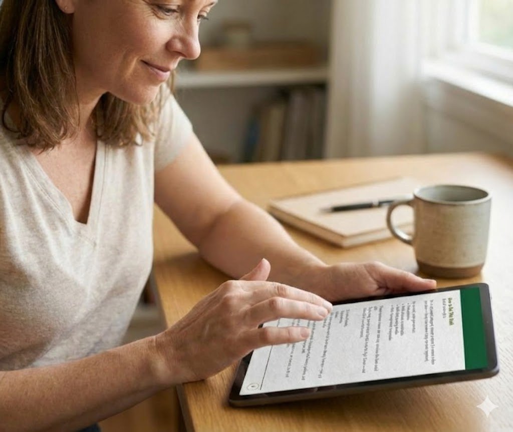 Workspace collage showing notebook, coffee, reading and planning